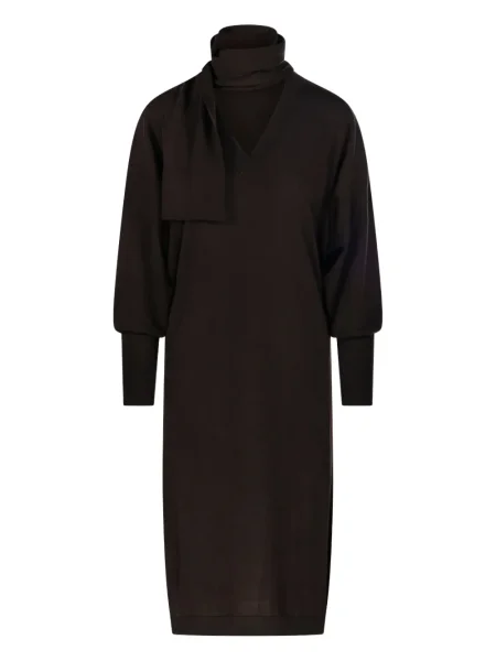 Rochie Nude cu decolteu în V de costum maro