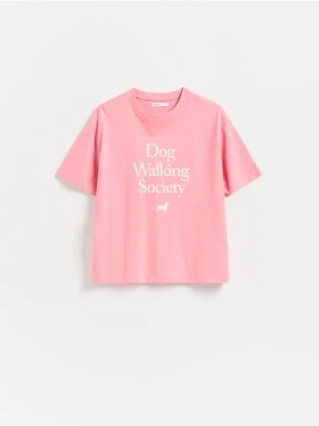 Reserved Tricou cu imprimeu roz-pastel roz