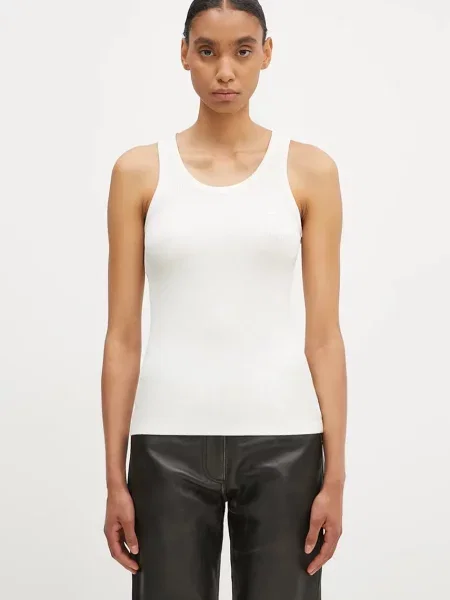 Coperni női viszkózzal Rib Logo Tank Top bézs
