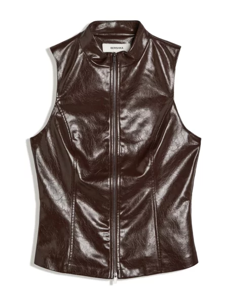 Bershka Top tmavohnedá