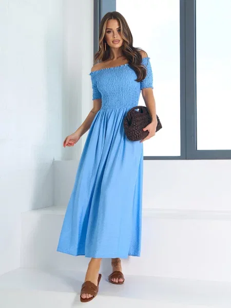 Лляна Сукня максі ISSA Plus блакитний