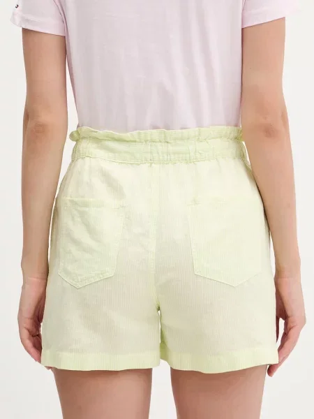 Tommy Jeans szorty z lnem zielone