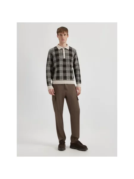 Sweter Alpha Studio wełniany w kratę