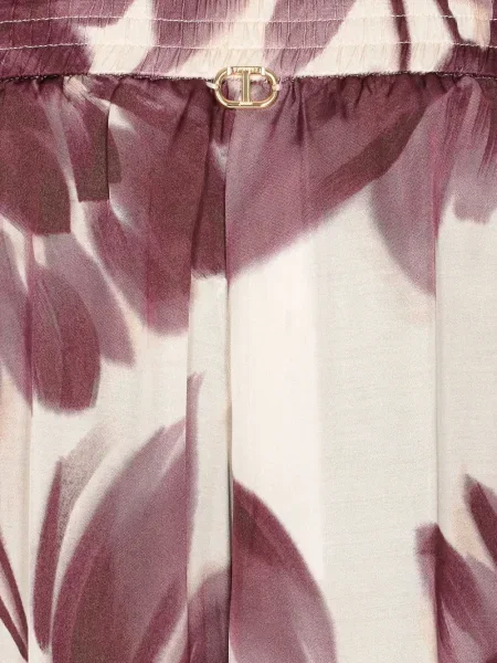 Pantaloni Twinset cu model floral roșu