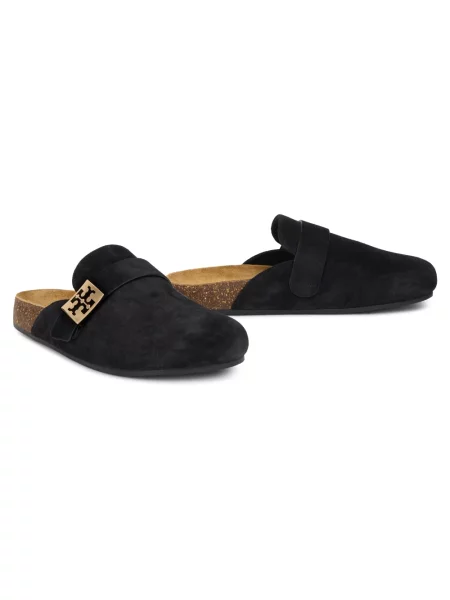 Klapki mules Tory Burch skórzane czarne