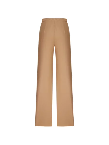 Pantaloni Max Mara de lână cu cordon maro