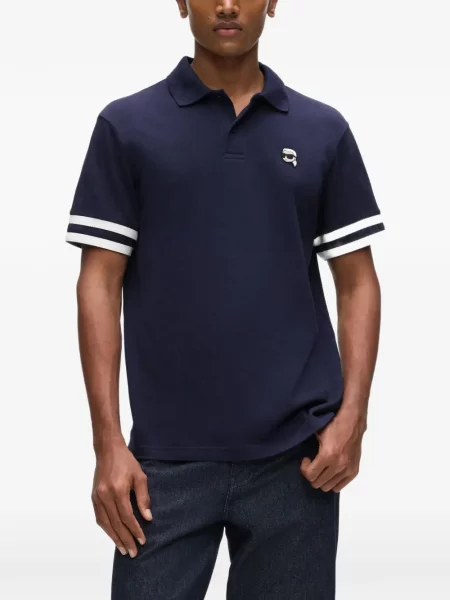 Tricou polo Karl Lagerfeld cu dungi albastru
