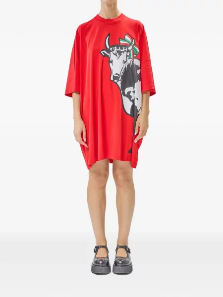 Rochie tip cămașă Moschino cu imagine roșu