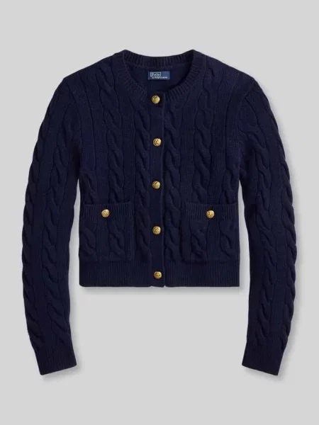 Polo Ralph Lauren Swetry Kobieta Niebieski L Wełna Gilet Cables granatowy