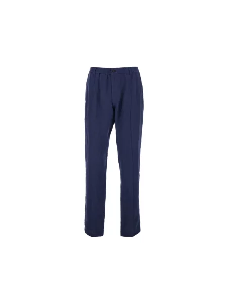 Lniane spodnie Emporio Armani niebieskie