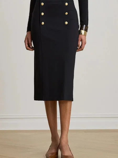 Lauren Ralph Lauren fustă creion cu vâscoză negru