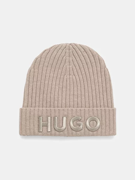 Вълнена шапка HUGO бежово