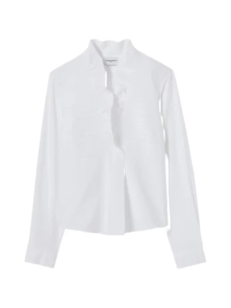Gulerat top Claudie Pierlot cu volane din poplin alb