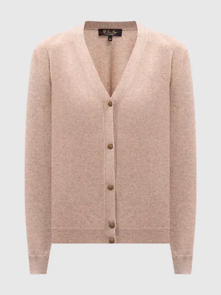 Меланжевый классический кардиган Loro Piana розовый