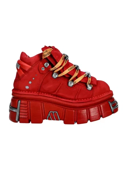 New Rock buty nubukowe NOBUCK ROJO + IMPERFECT TOWER ROJO TORNILLOS czerwone