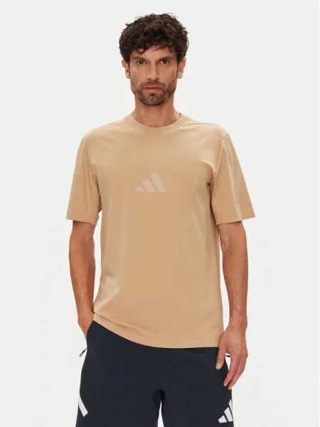 Тениска Adidas с принт бежово