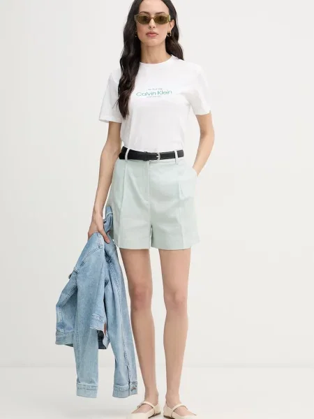 Calvin Klein Jeans kratke hlače z dodatkom lanu