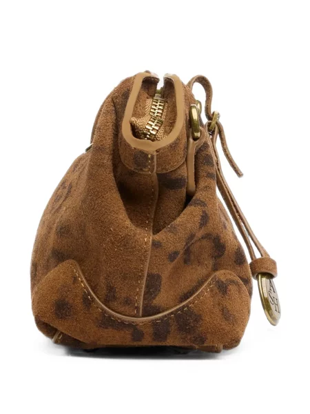 Geantă Ash din piele de căprioară cu imagine cu model leopard maro