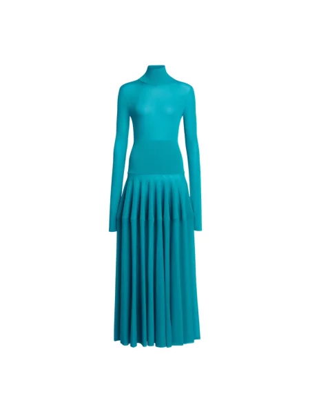 Sukienka Alaïa z baskinką niebieska