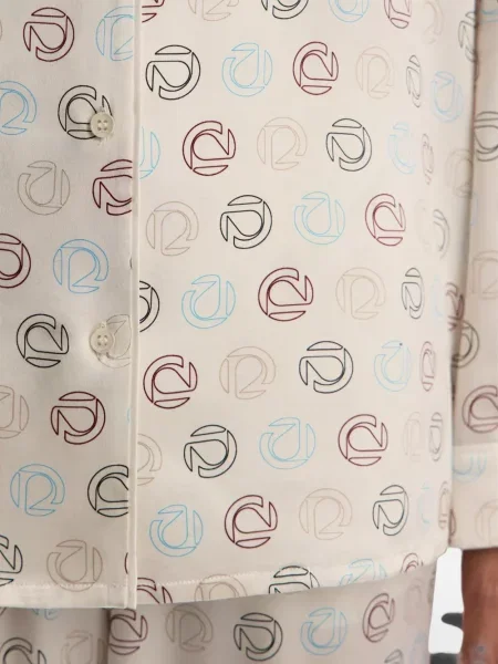 Pijamale 12 Storeez de mătase cu imagine alb