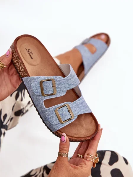 Jeansy Evento na platformie brązowe