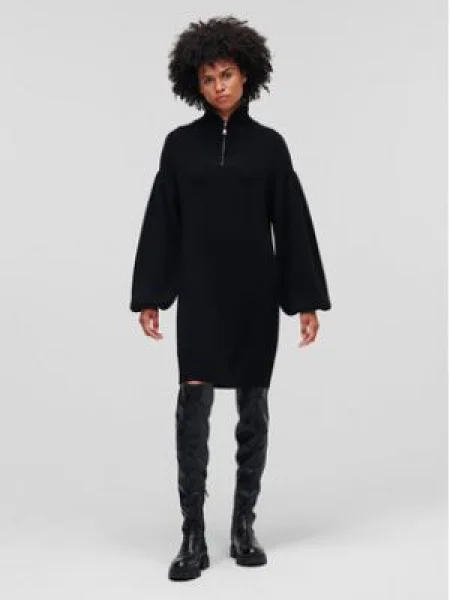 Karl Lagerfeld Rochie cu adaos de lână negru