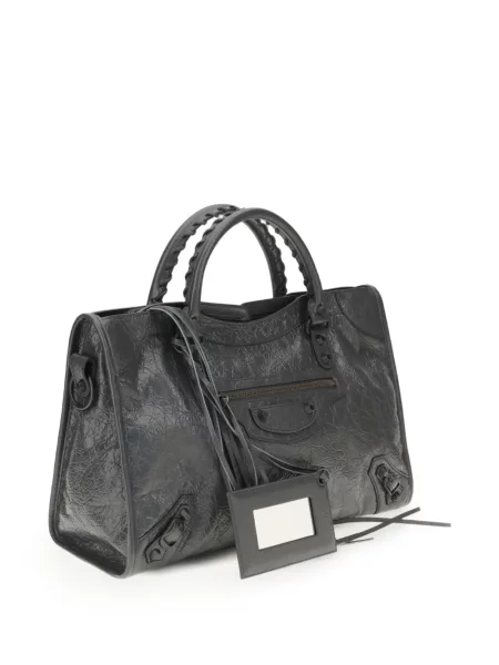 Кожена шопинг чанта Balenciaga сиво