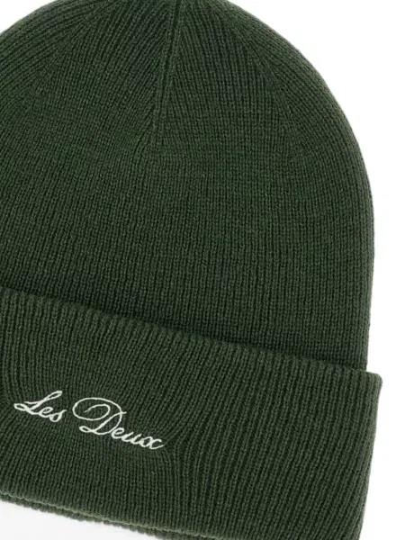 Căciulă Les Deux cu broderie de lână verde