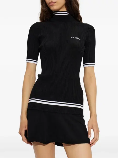 Pulover Off-white cu broderie alb