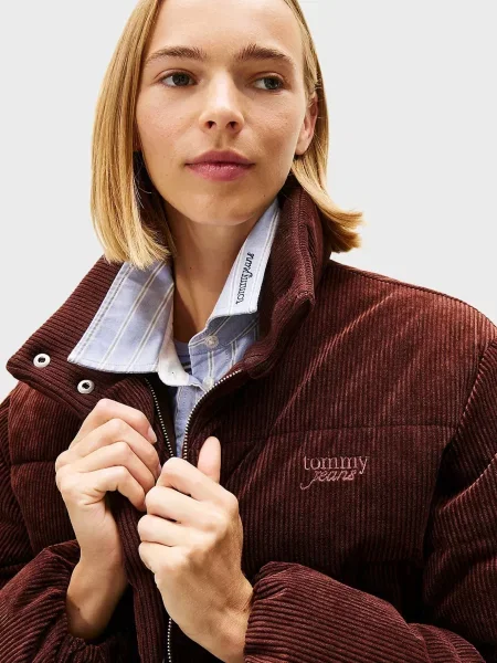 Вельветовая джинсовая куртка Tommy Jeans коричневая