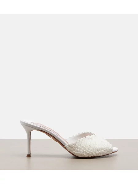 Papuci tip mules Aquazzura alb