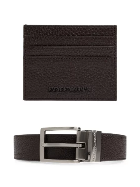 Cu centură curea Emporio Armani din piele maro