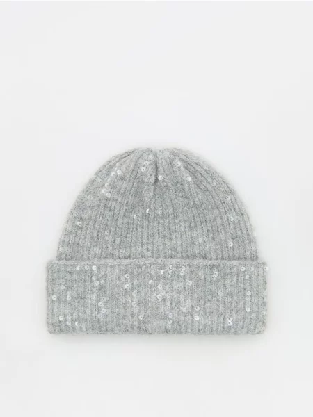 Reserved Шапка-біні з паєтками світло-сірий сіра