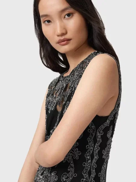 AllSaints rochie INAYA mini drept negru