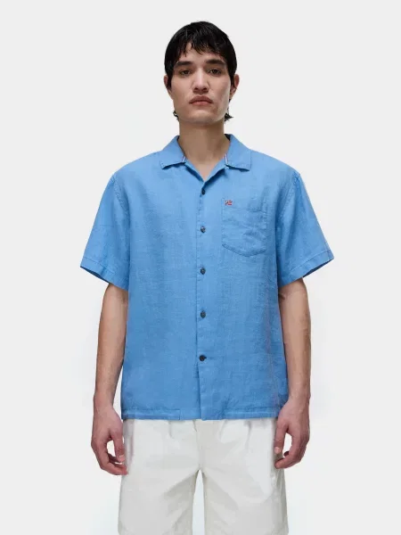 Лляна Сорочка повсякденна Napapijri G-LINEN блакитний
