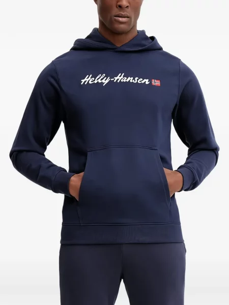 Pulover Helly Hansen cu glugă cu autograf albastru