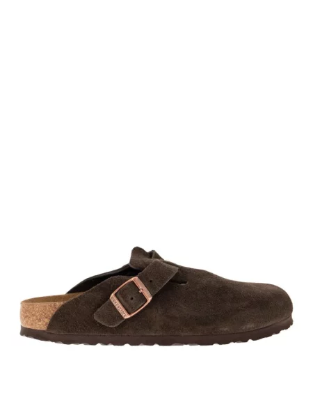 Klapki Birkenstock zamszowe brązowe