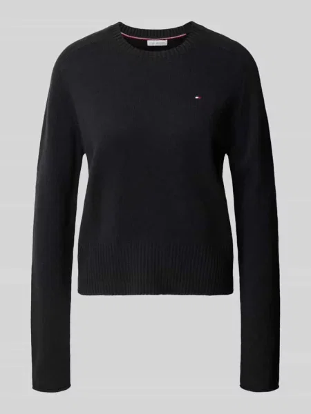 Sweter o kroju slim fit z czystej wełny Tommy Hilfiger czarny