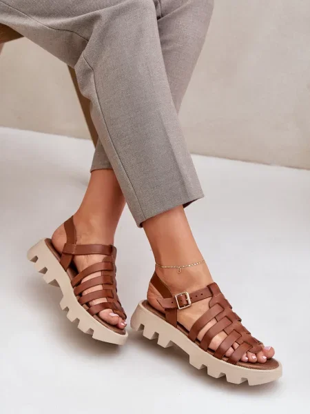 Usnjene sandali Boto siva