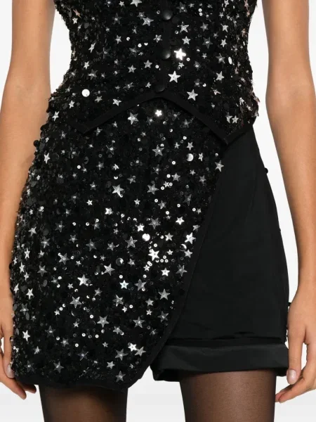 Pantaloni scurți Mitiliane Couture cu paiete negru
