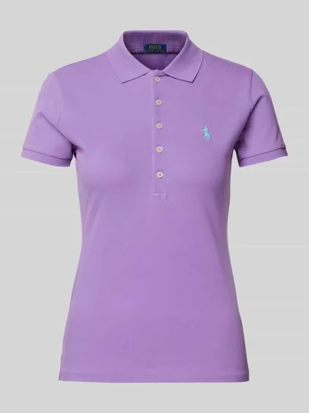 Koszulka polo o kroju slim fit z mieszanki bawełny Polo Ralph Lauren fioletowe