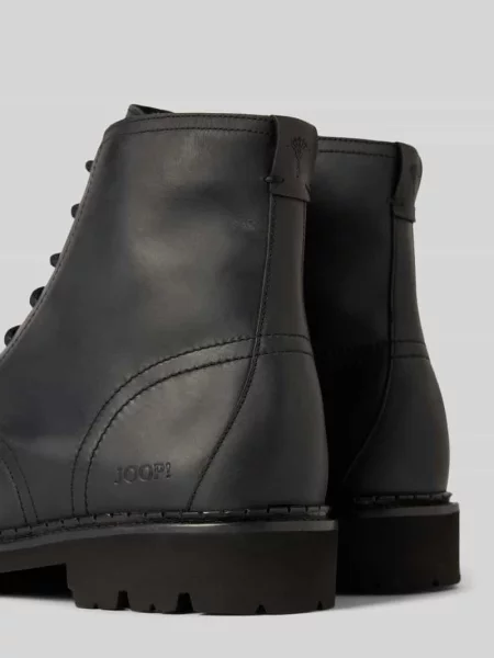 Buty skórzane z detalami z logo model ‘loreto hektor’ czarne
