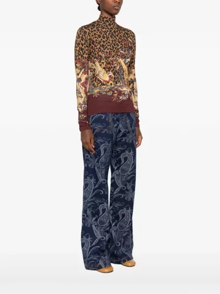 Top Etro cu model floral cu imagine maro