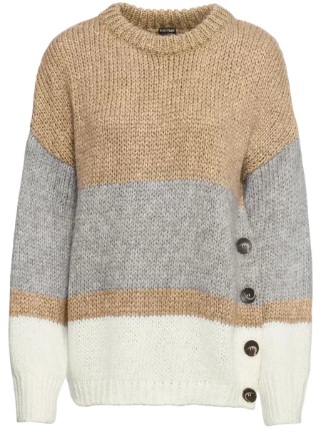 Sweter oversize w paski z beżowy