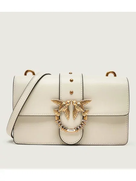 Pinko De piele geantă pe umăr Love One Mini alb