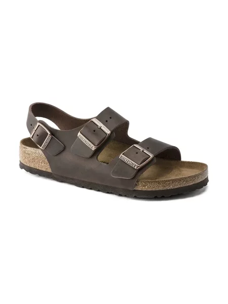 Usnjeni sandali Birkenstock Milano rjava