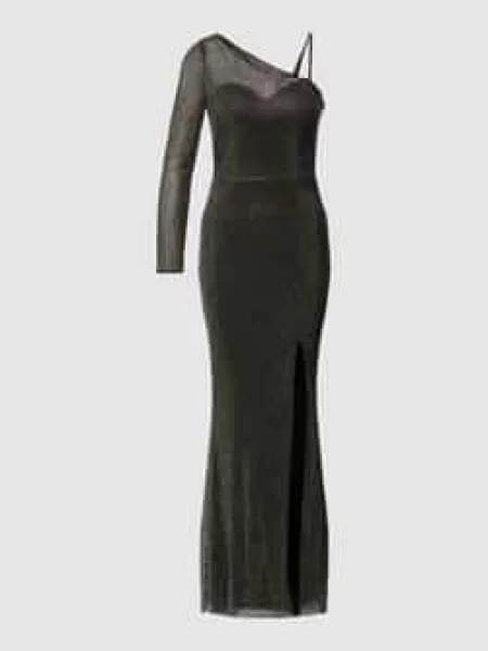 Sukienka wieczorowa z obszyciem ozdobnymi kamieniami z półprzezroczystym efektem Hey Kyla czarna