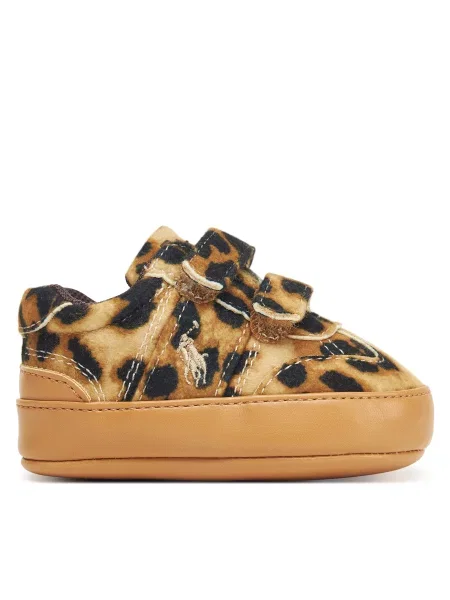 Mehki čeveljčki za dojenčke Polo Ralph Lauren Heritage Court III T-Toe rjava