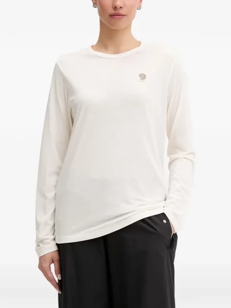 Lung tricou Fjallraven cu imagine alb