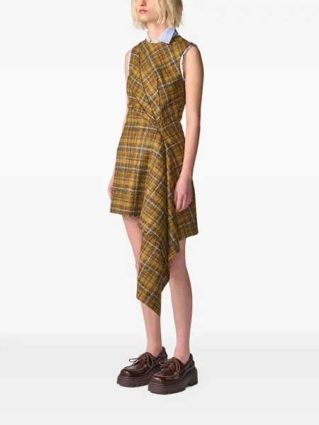 Rochie mini Monse din tweed drapată galben
